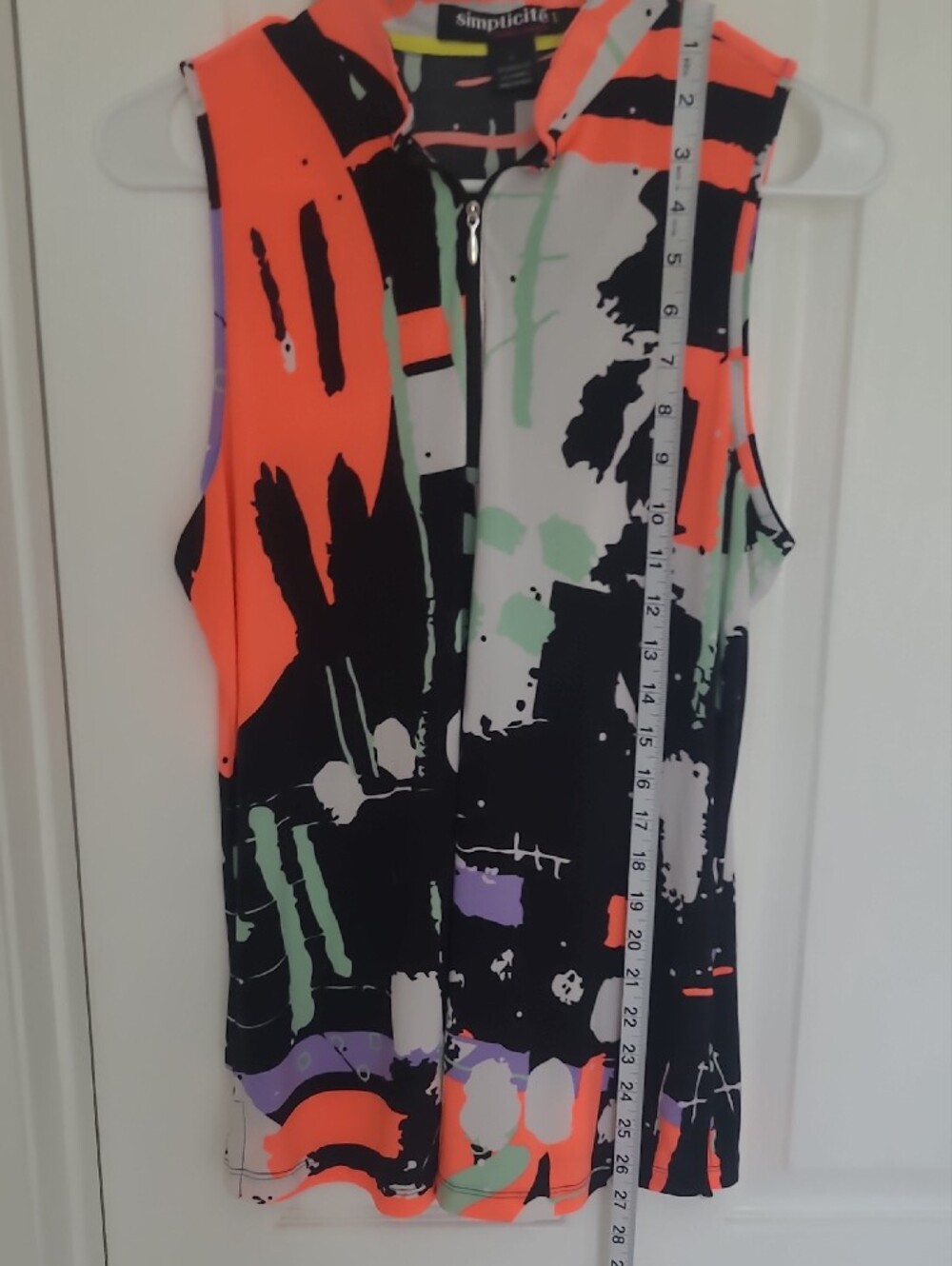 jamie sadock Neon Abstract Zip-Front Tank Top - Orange/Black/White - Picture 6 of 8